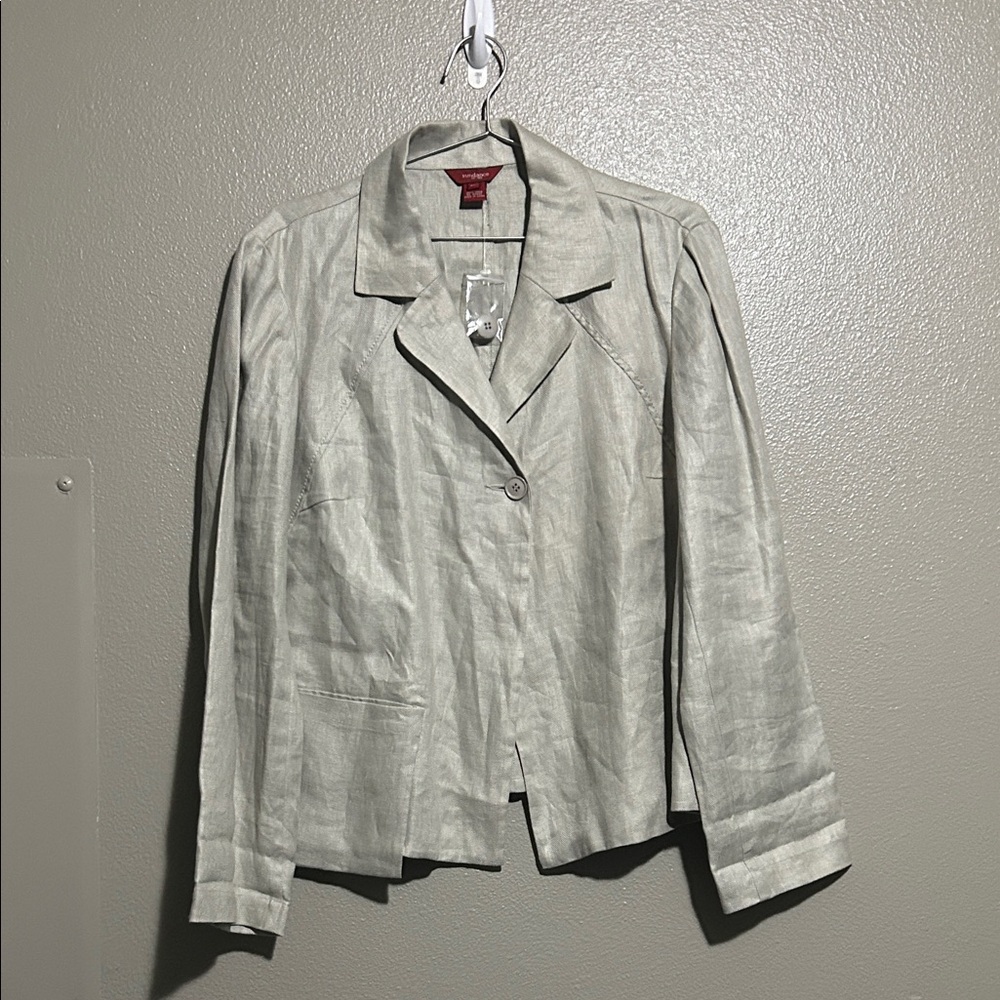 NWOT Sundance Asymmetric Blazer Linen Silver XL